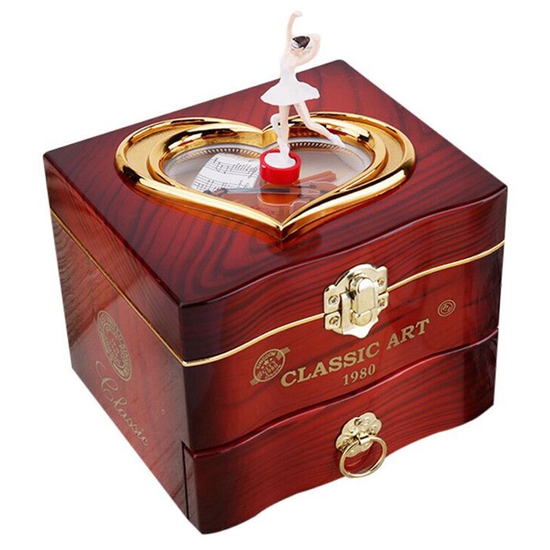Music Box Plastic Jewellery Box  Carousel Hand Crank6412