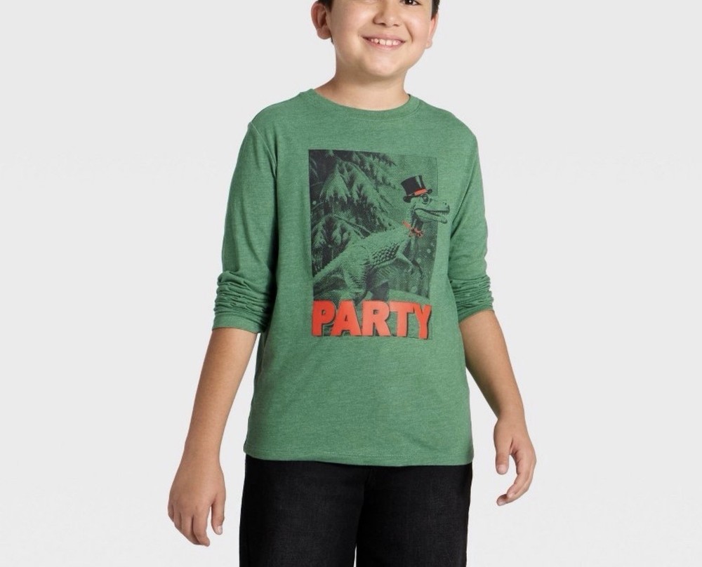 Cat & Jack Boys' Long Sleeve Dino Graphic T-Shirt M (8)