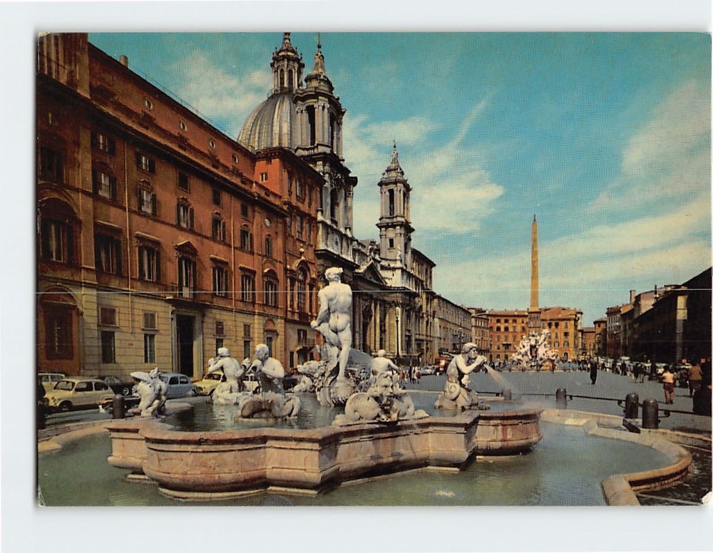 Postcard Navona Square, Rome, Italy