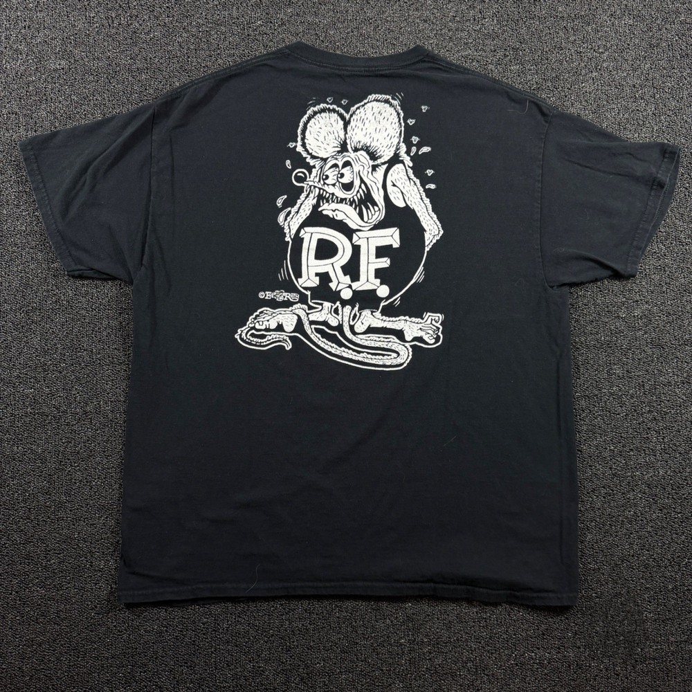 Rat Fink Big Daddy Roth Black Graphic T-Shirt Men's XL Tee Hot Rod Biker Grunge