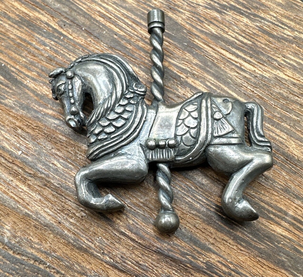 Retired James Avery Carousel Horse Brooch Pin- Sterling Silver- 16.8 Grams