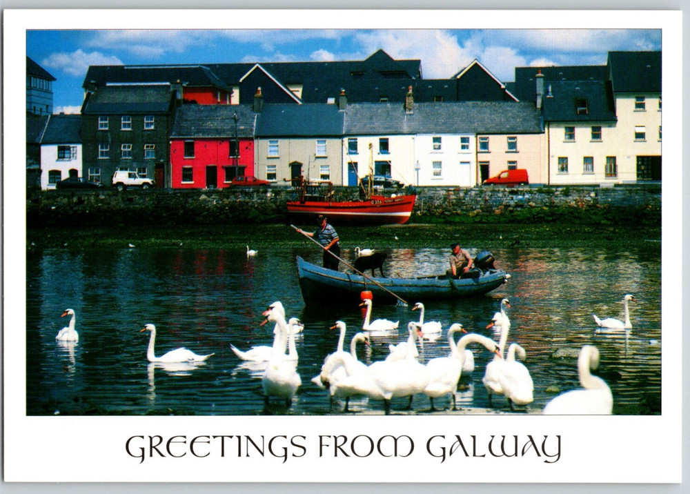 Ireland Greetings From Galway Bay Connacht River Corrib Salthill Hinde Postcard