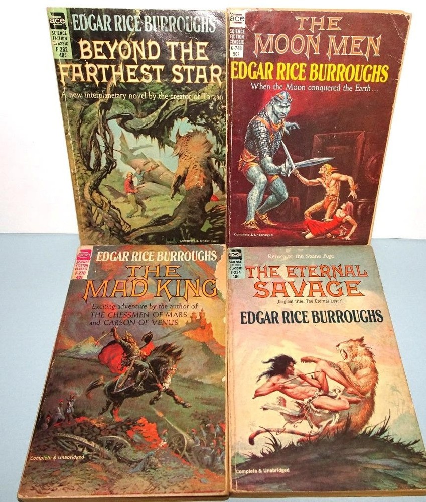 RARE ! Lot of 4 SCi Fis by Edgar Rice Burroughs Vintage PBs Eternal Savage