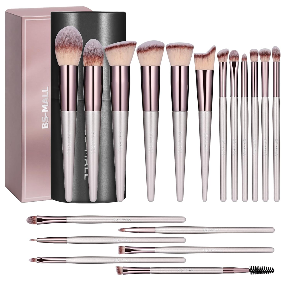 BS-MALL Makeup Brush Set 18 Pcs Premium Synthetic Foundation Powder Concealers E