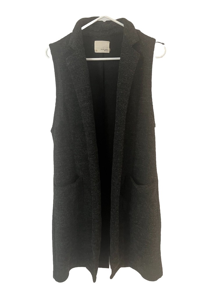 Mustard Seed Gray Long Duster Sweater Vest - Women's Small