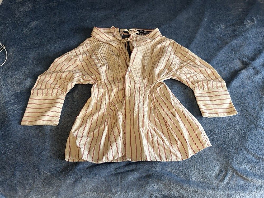 Jacquemus Les Santons de Provence Blouse Size 34 White Red Striped Linen Cotton