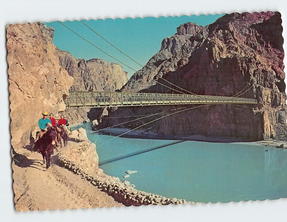 Postcard Kaibab Suspension Bridge Grand Canyon National Park North Rim AZ USA