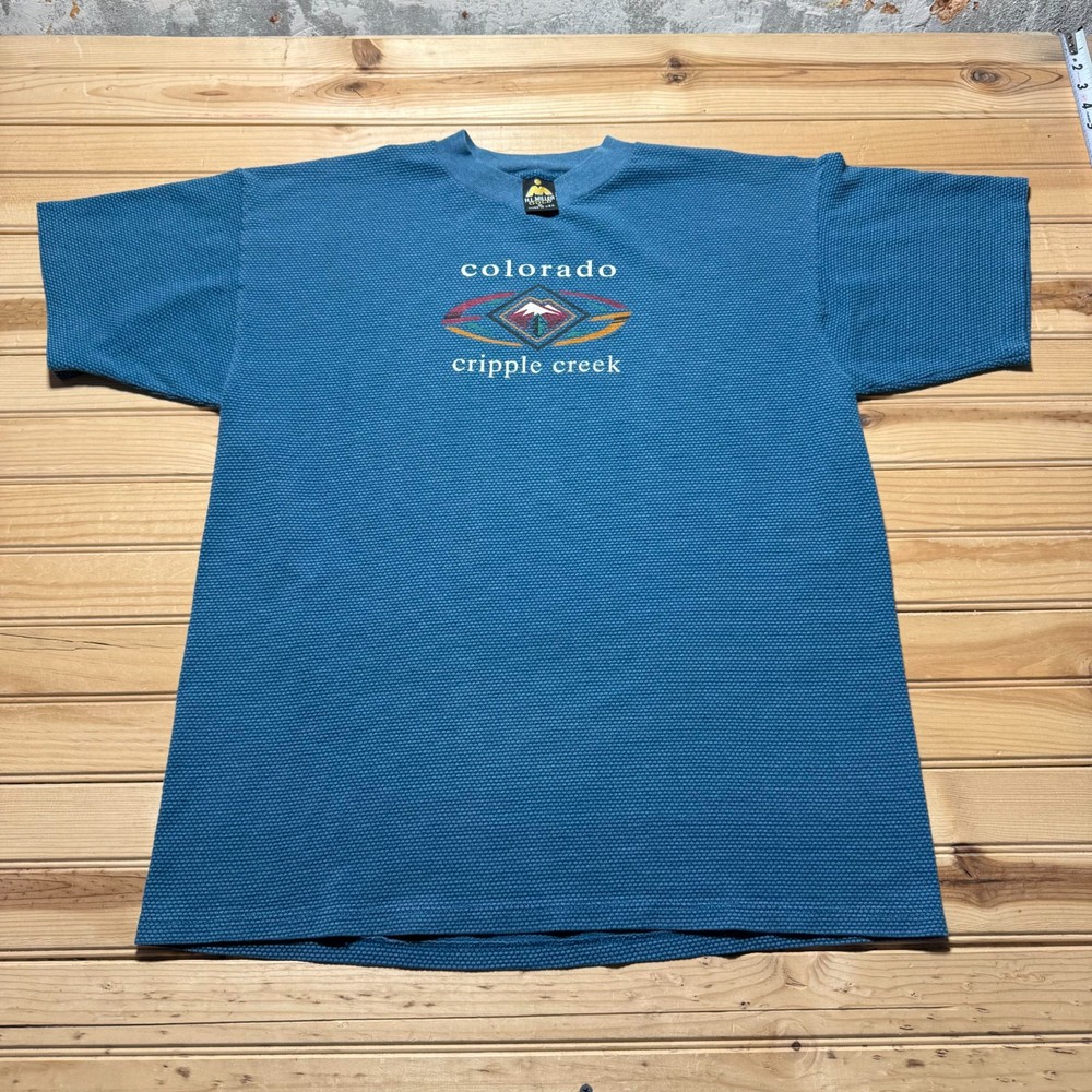 Vintage 90s Cripple Creek Colorado Textured Souvenir T-Shirt USA Made - Size XL