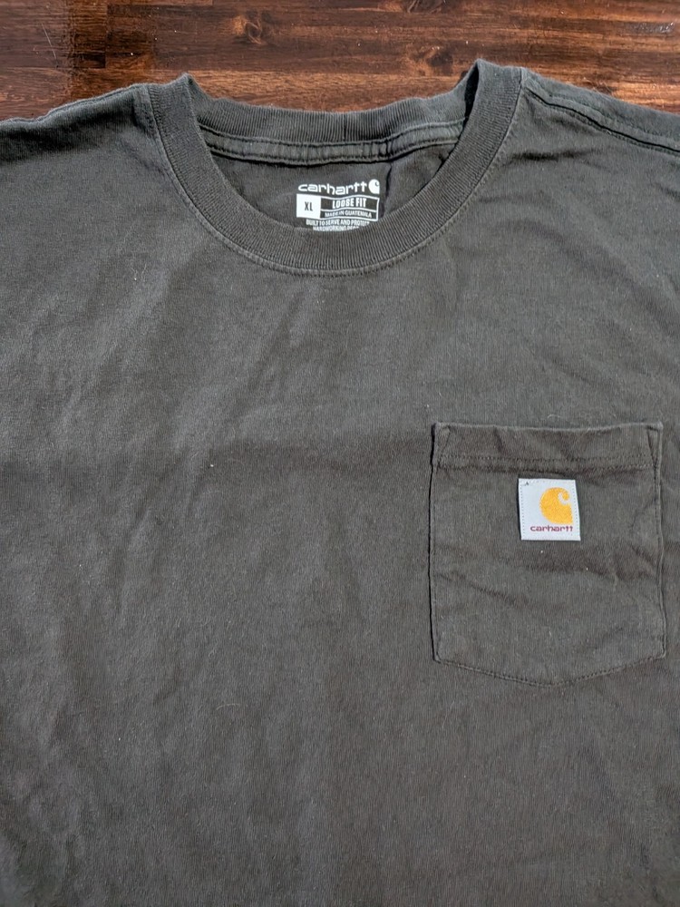 Carhartt Shirt Mens XL Black Loose Fit Pocket Logo Workwear Tee K87 306