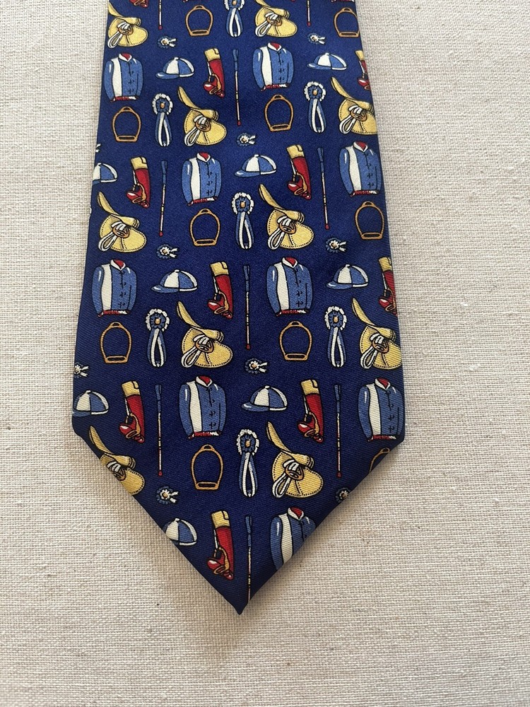 LILO Collections  100% Silk hand made Equestrian Horse Saddle Boots Neck Tie