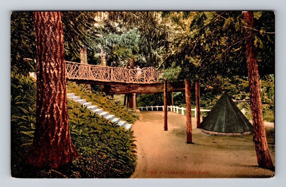 Portland OR-Oregon, Pathway, City Park, Antique, Vintage Postcard