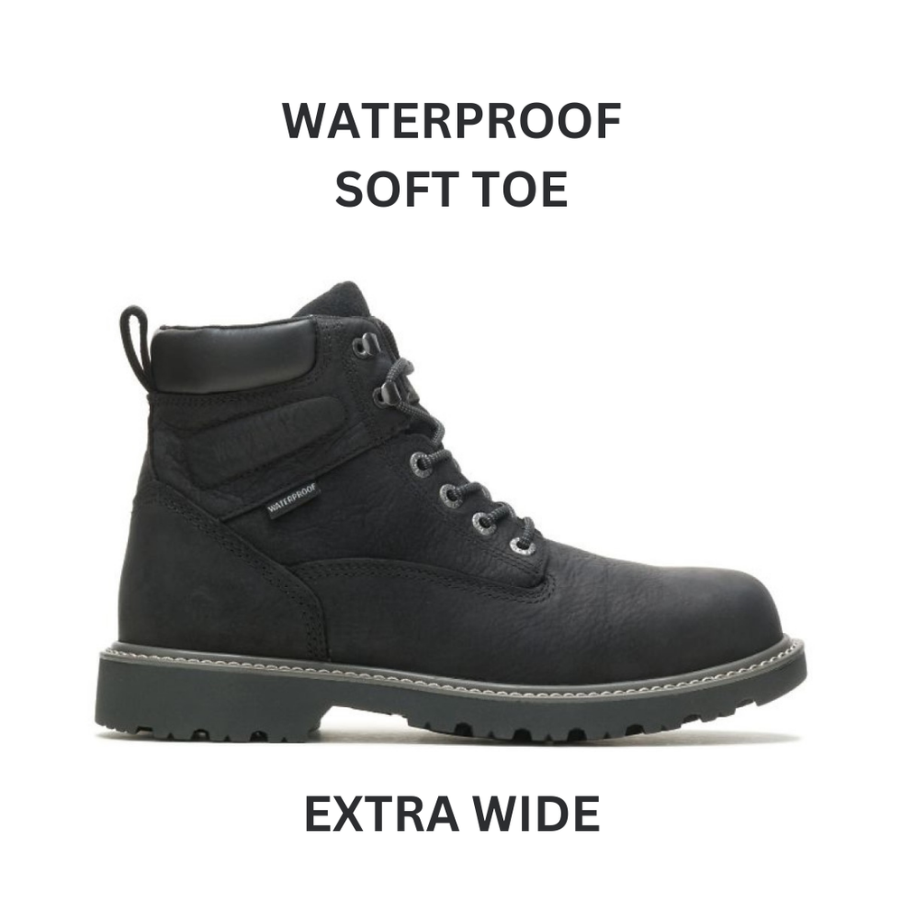WOLVERINE W10691-EW Mens Extra Wide Waterproof Black Leather Work Boots