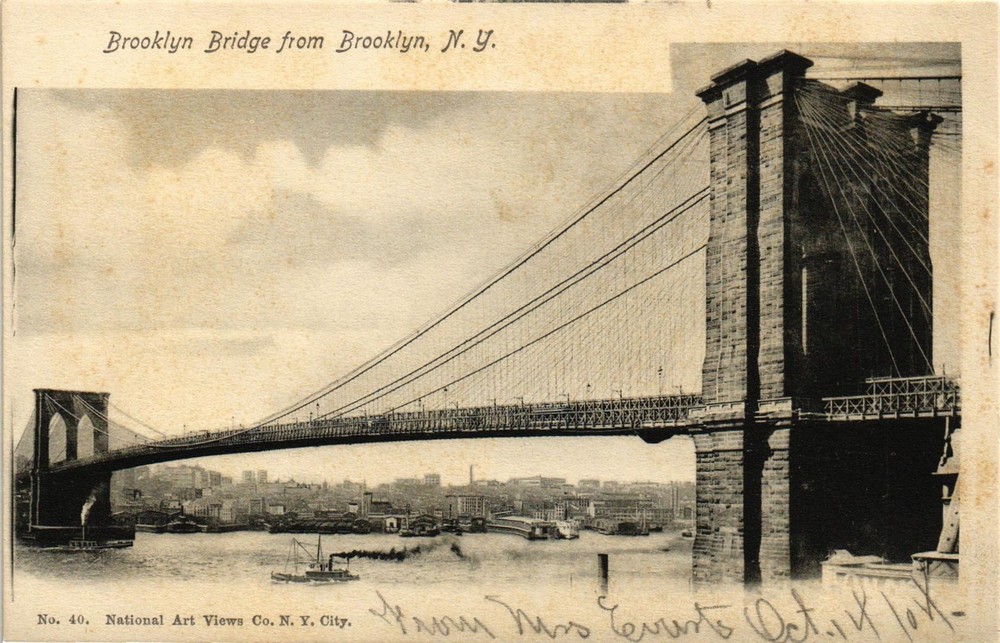 Dr Jim Stamps Postcard Brooklyn Bridge From Undivided C1904