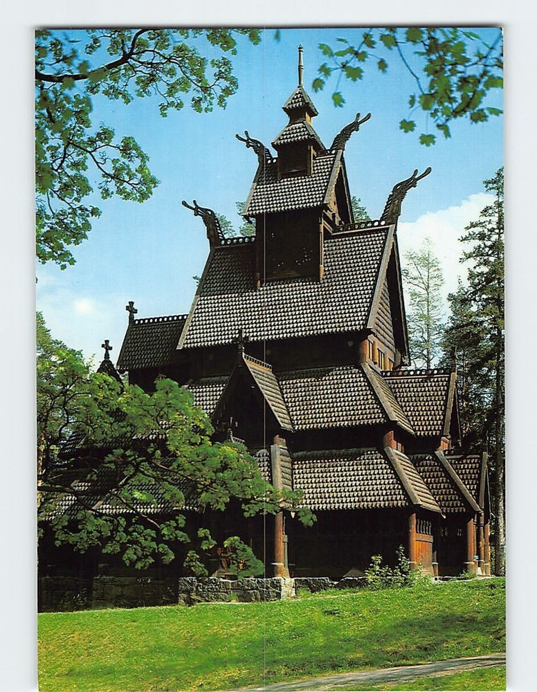 Postcard Gol Stave Church Oslo Norway
