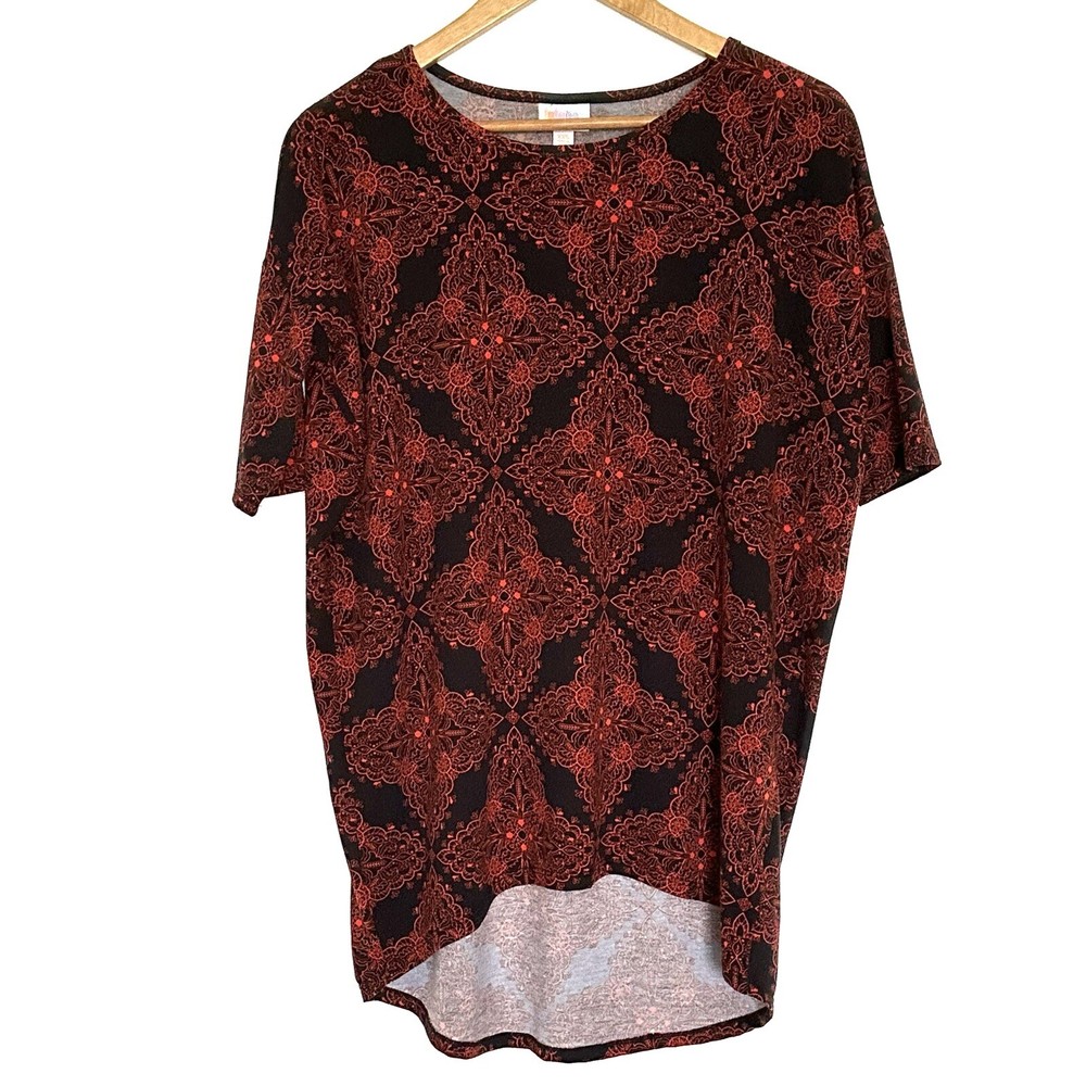 Lularoe Tunic Women’s XXS Geometric Short Sleeve Pullover Shirt Blouse Top