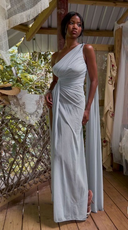 Mirror Palais NWT Sirena Baby Blue Gown XS reg $1495 CAD