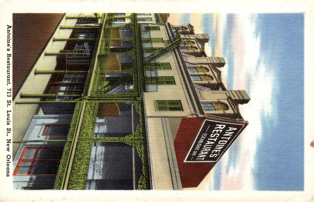 1940s Antoine's Restaurant New Orleans LA French Quarter Linen Postcard