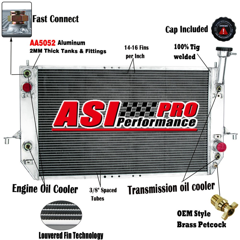 3 Row Aluminum Radiator For 1996-2005 2003 Chevy Astro GMC Safari 4.3L V6 Gas AT