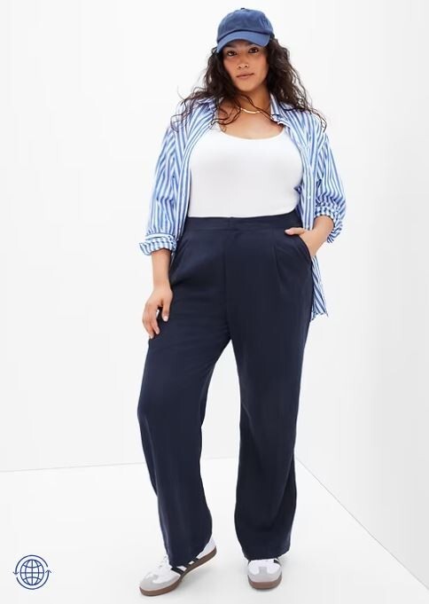 GAP Softsuit Trouser High Rise SOFT Pants Navy Blue Wide Leg Size 18 TALL RT $90