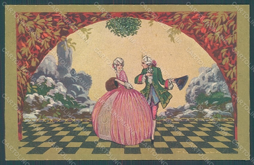Artist Signed Corbella Glamour Couple Lady Degami serie 3015 postcard HR2816