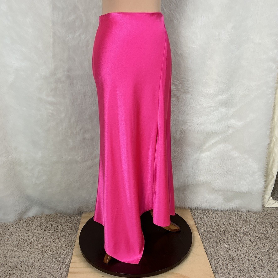 Alice + Olivia Wild Pink Harmony Drapey Asymmetrical Midi Skirt NWT Flawed 6