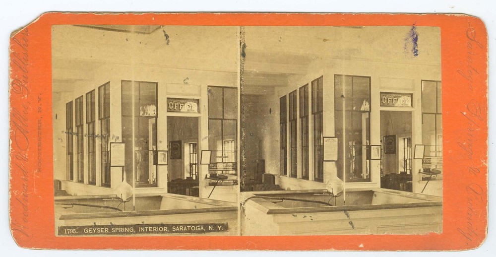 D0717~ NEW YORK – Saratoga Geyser Spring Interior Stereoview c.1870