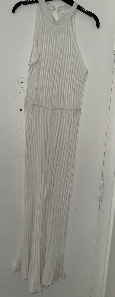 Size XXL White Wide Leg Pleated Romper Jumpsuit