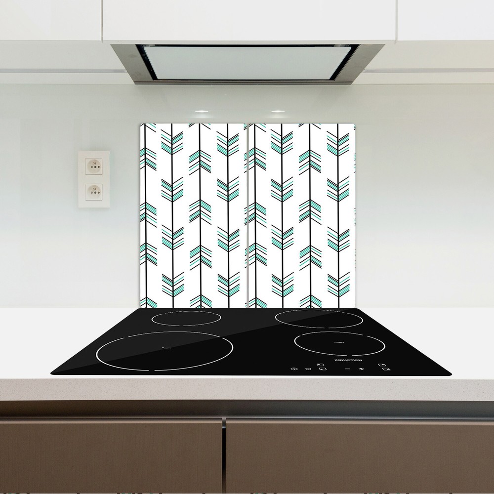 Glass Induction Ceramic Hob Cover Arrow illustration black and white 2x30x52