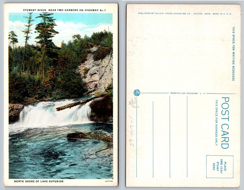 Stewart River Near Two Harbors Waterfall Postcard