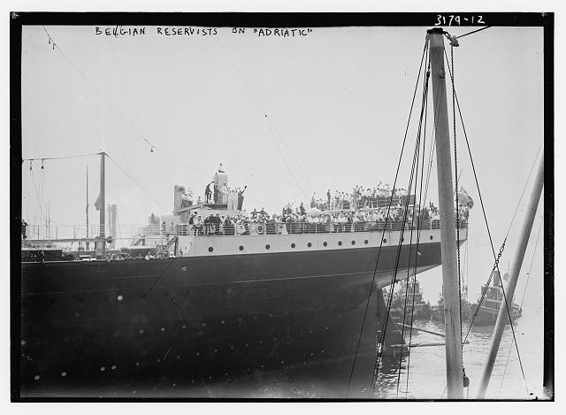 Photo:Belgian reservists on ADRIATIC,ship,1910-1915