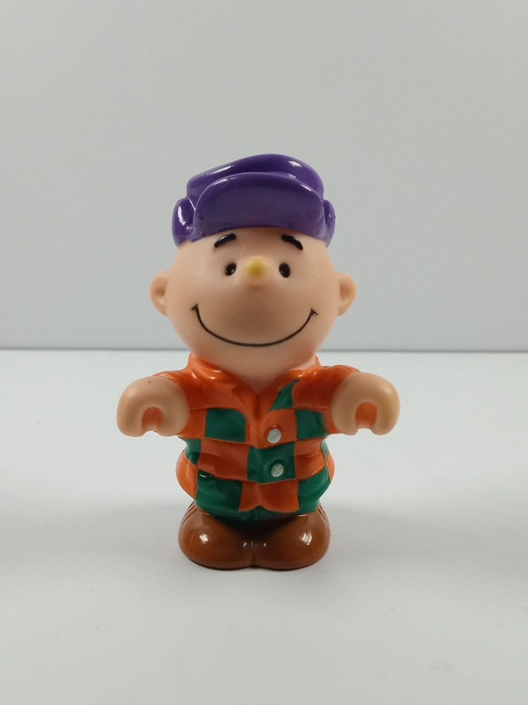 Charlie Brown Figurine in Purple Hat & Plaid Shirt Toy Figure