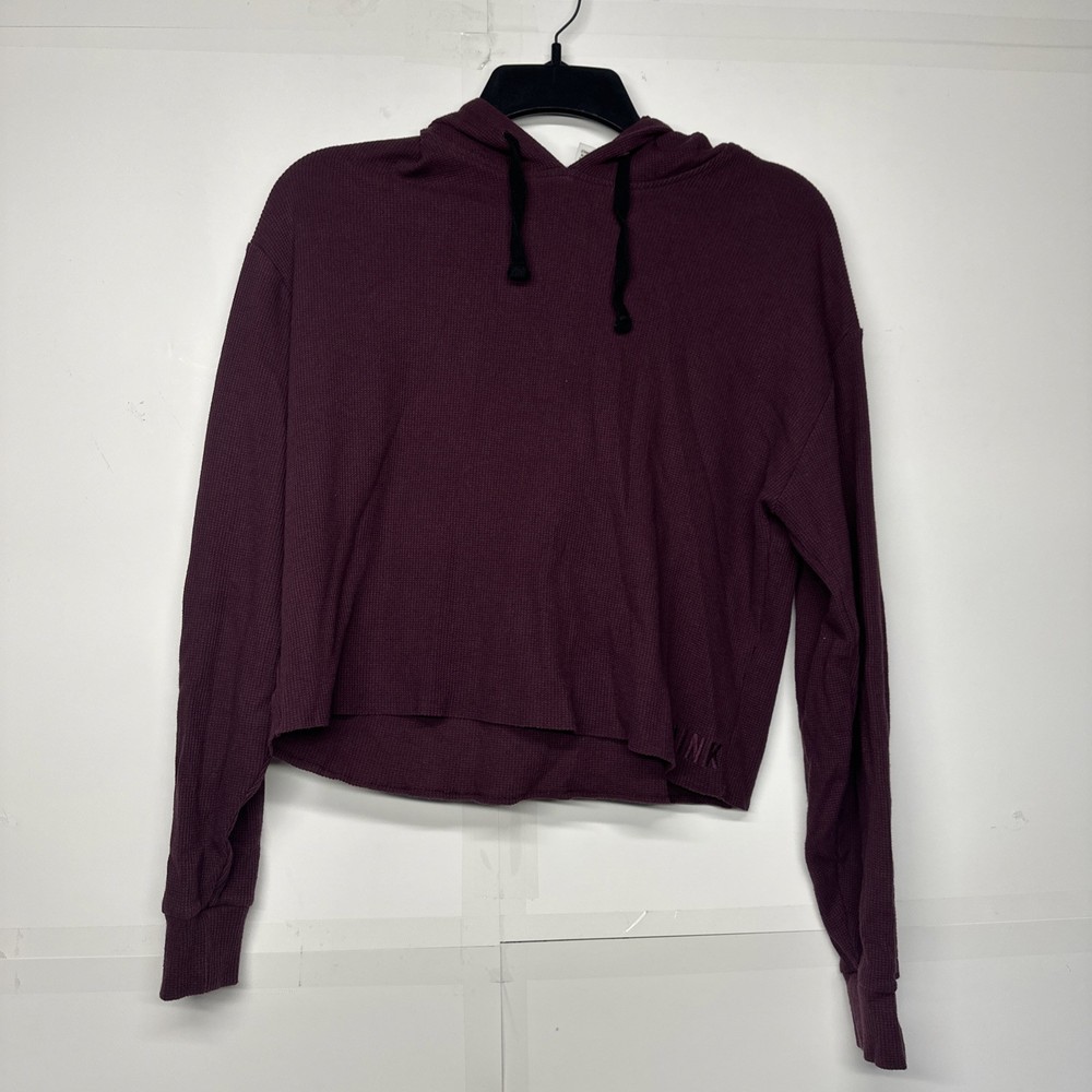 Victoria’s Secret PINK Maroon Cropped Hoodie Size XS Long Sleeve Pullover
