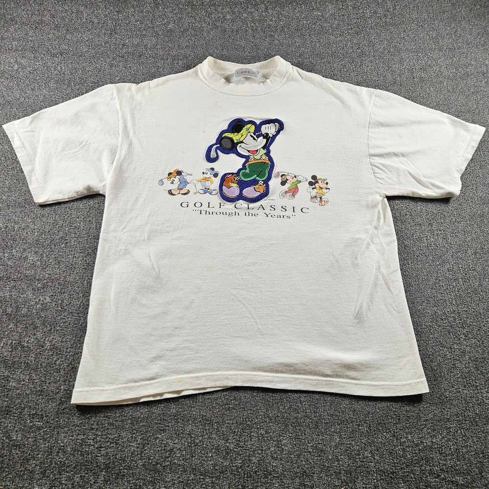 Vintage Mickey Mouse Golf Classic Shirt Mens Large White Disney GENUS 90s