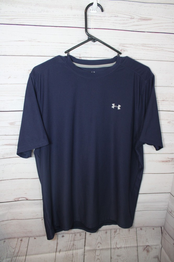UNDER ARMOUR Men's Medium Blue/Silver T-Shirt Polyester, Heatgear