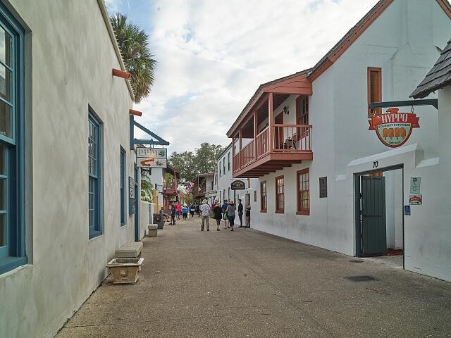 A typical, narrow street in the historic quarter of St. Augustine, Florida 1