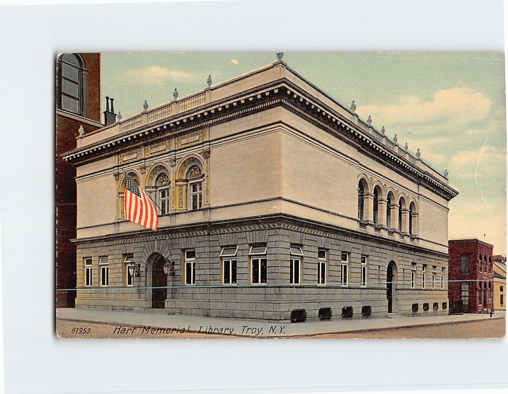 Postcard Hart Memorial Library Troy New York USA