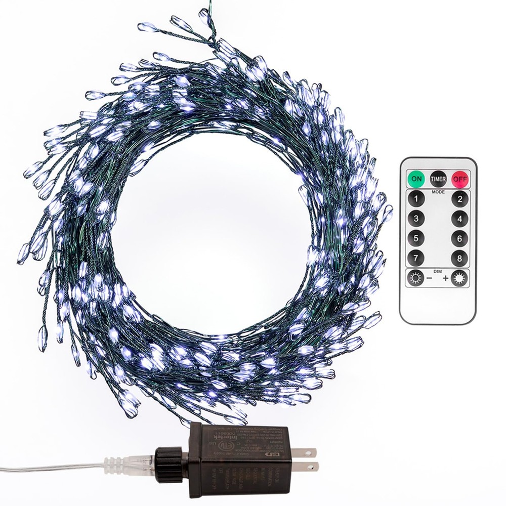 Firecracker Fairy Lights,33FT 300Leds Waterproof Twinkle Lights Plug in,8 Mod...