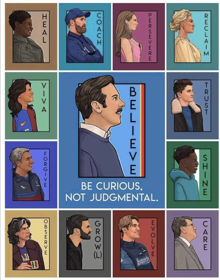 Curious Not Judgmental Ted Lasso Inspired Collage Poster Wall Art Decor  