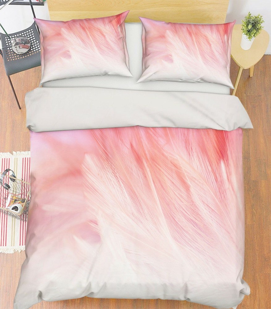 3D Pink Feather ZHUA173 Bed Pillowcases Quilt Duvet Cover Set Queen King Zoe