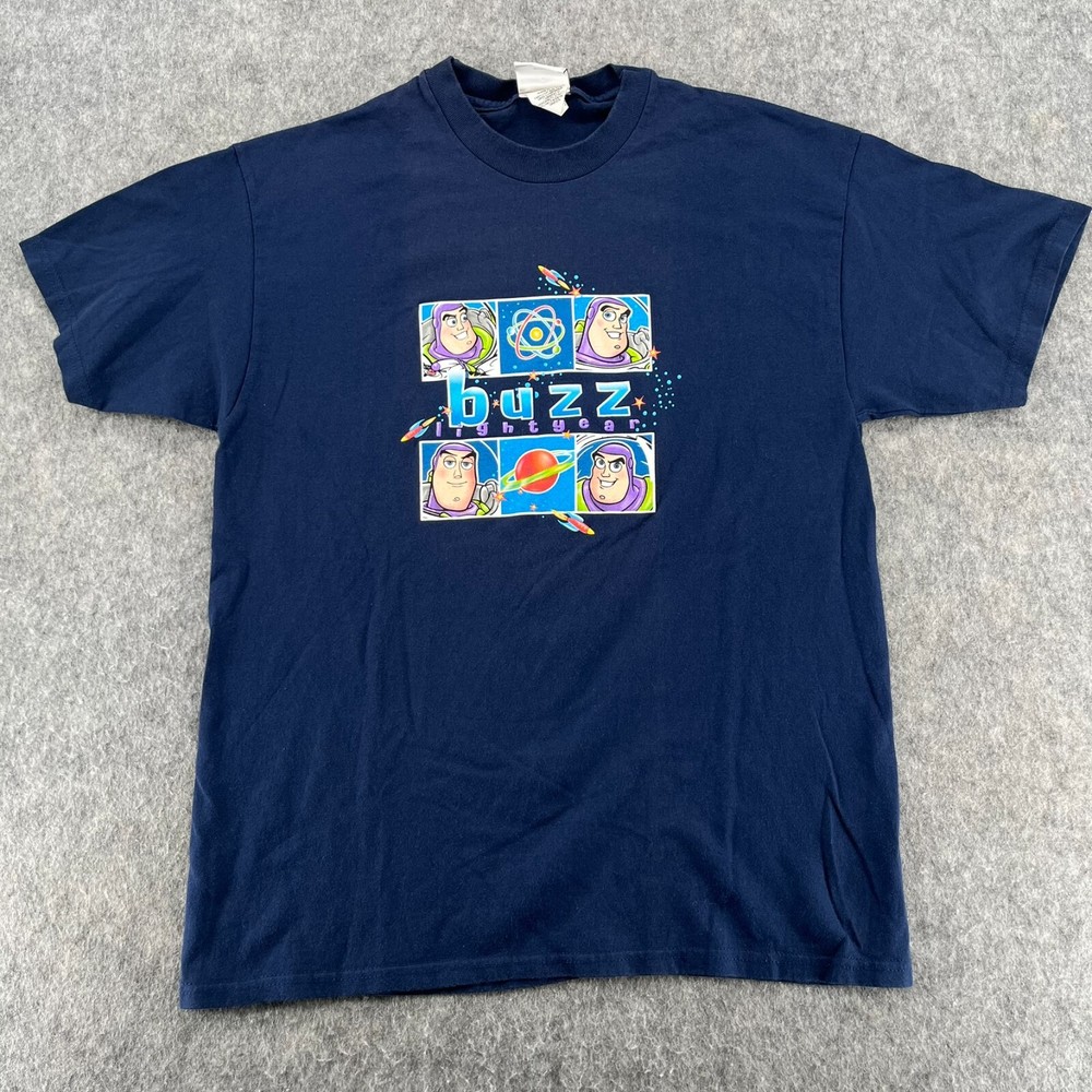 Disney Toy Story Shirt Vintage Boys L Blue Buzz Lightyear Kids 90s USA Made
