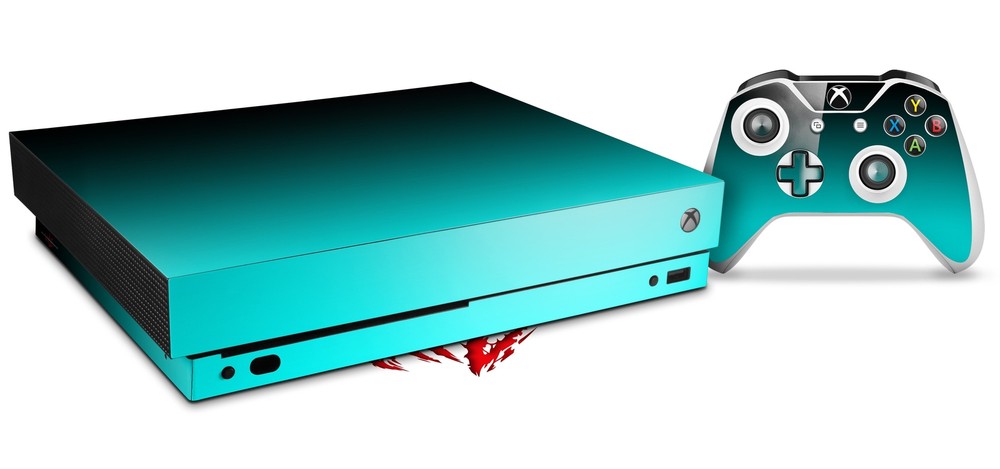 Skin Set for XBOX One X Smooth Fades Neon Teal Black