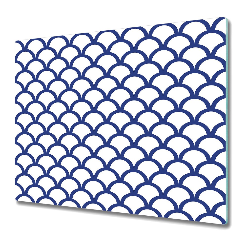Glass Surface Protector Blue fish scallop scale blue and white art 60x52