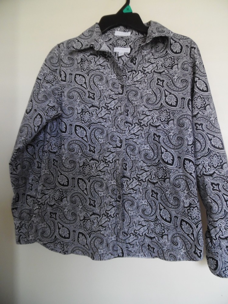 Charter Club  Paisley  Iron Free  Button Front Shirt Size 8