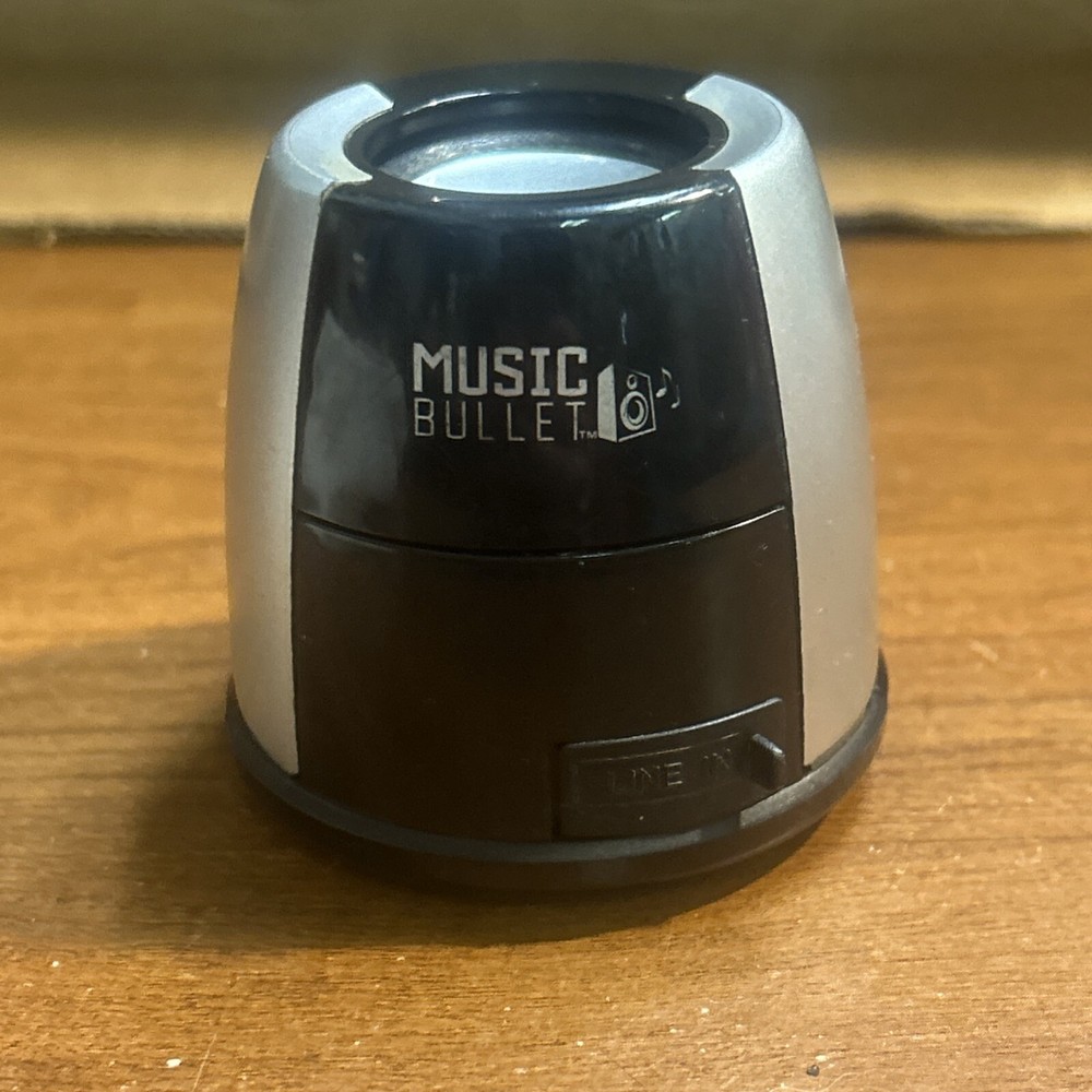MUSIC BULLET Black Silver Big Bass Rechargeable Portable Speaker Clear Sound