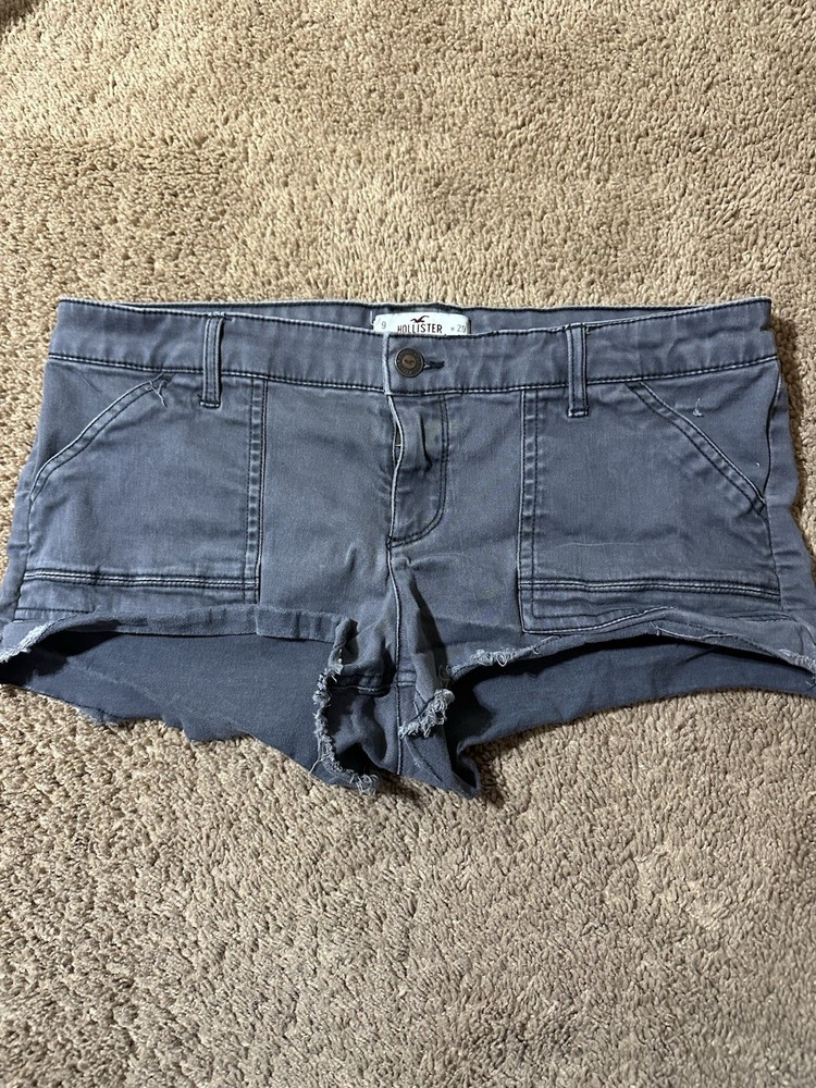 Hollister Shorts Low Rise Raw Hem Shortie Size 9/29 Blue/gray Light Wash Y2K
