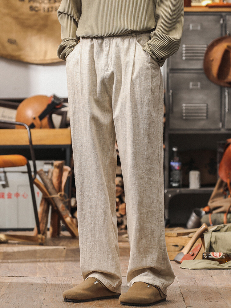 Chinese Retro Ramie Loose Wide-leg Casual Pants for Men