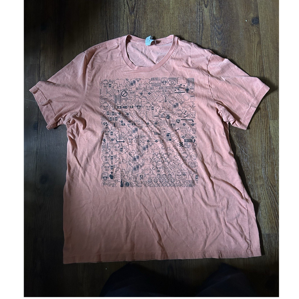 Bella+Canvas Men's Peach Graphic Print Crew Neck Short Sleeve T-Shirt Size 2XL
