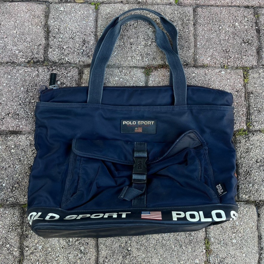 Vintage Polo Sport Ralph Lauren 90s Navy Blue Tote Bag