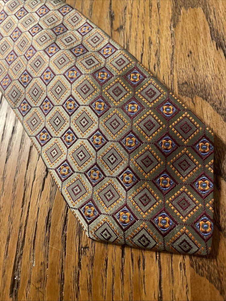 EUC Altea Milano Woven Thick Geometric Silk Tie Men’s Necktie Hand Made In Italy