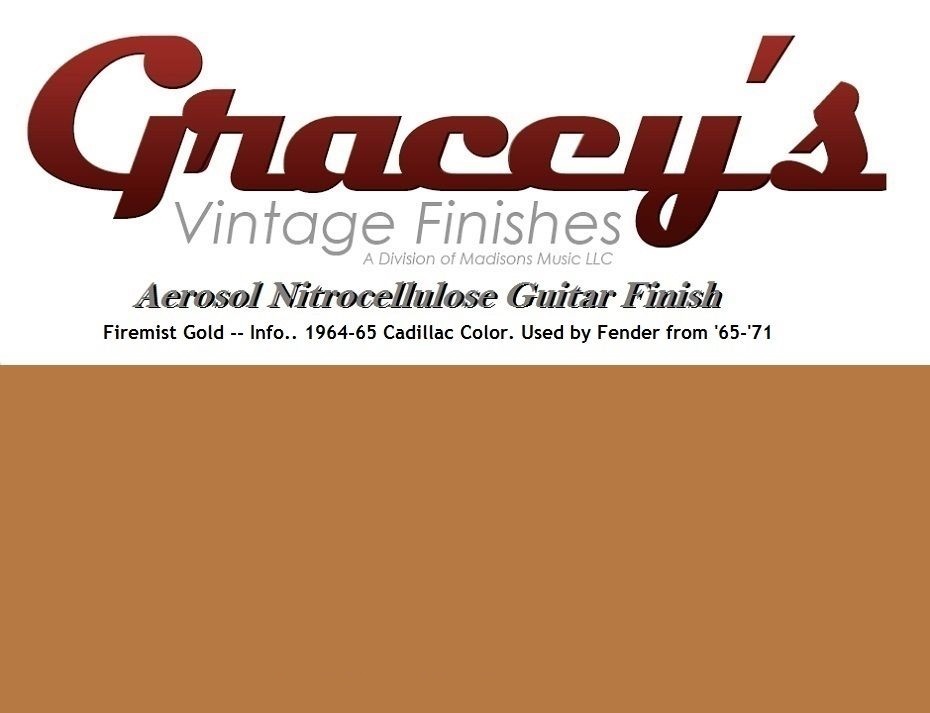 -Firemist Gold- Gracey's Vintage Finishes Nitrocellulose Guitar Lacquer Aerosol.